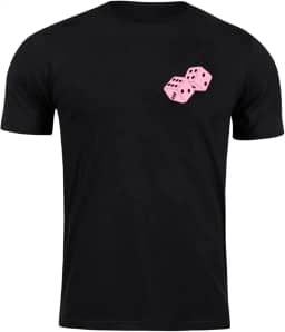 Camiseta algodão dadinhos rosa de bolso camisa blusa geek