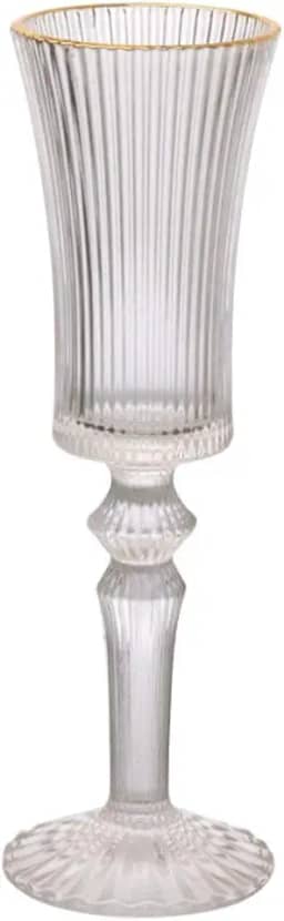 Haüskraf - Taça para champanhede vidro graffiato com borda dourada 150ml 6 peças