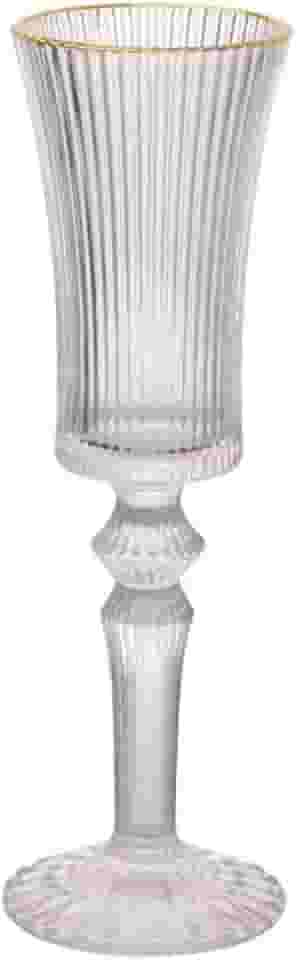 Haüskraf - Taça para champanhede vidro graffiato com borda dourada 150ml 6 peças