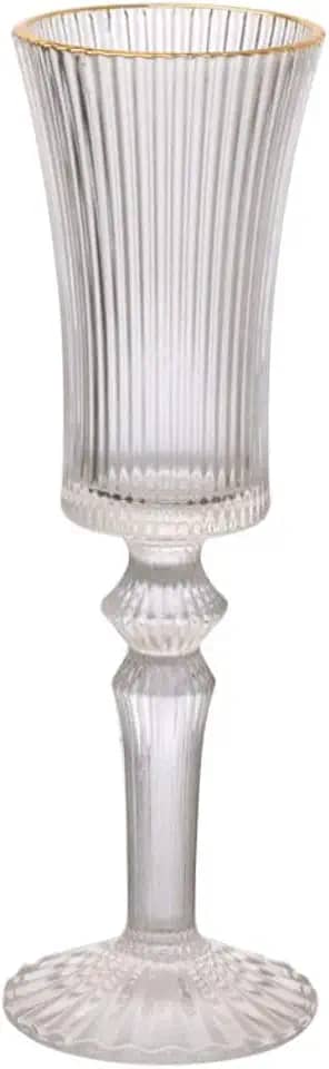 Haüskraf - Taça para champanhede vidro graffiato com borda dourada 150ml 6 peças