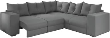 Sofá de Canto Retrátil 5 Lugares Veludo New Qatar Cinza Selmer