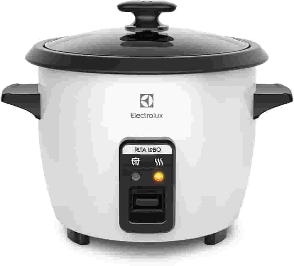Panela Elétrica Electrolux vapor arroz capacidade 1,3L 7 xícaras manter aquecido panela removivel antiaderente tampa vidro RCB50 branca 220v por Rita Lobo