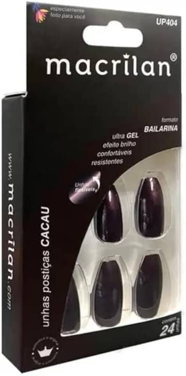 Unhas Postiças Estilo Bailarina - Cacau - Up404, Macrilan