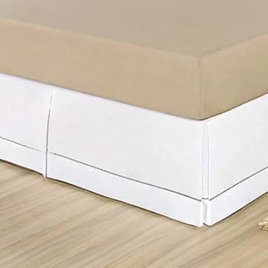 Saia Box Queen Ponto Palito Percal 200 Fios 100% Algodão (Branco)