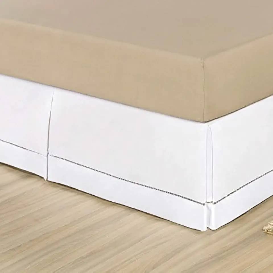 Saia Box Queen Ponto Palito Percal 200 Fios 100% Algodão (Branco)