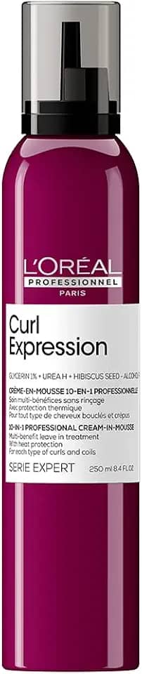 L'Oréal Professionnel Creme Mousse Leave-in Curl 10 em 1 Expression, Para Cabelos Crespos e Cacheados, Definição e Hidratação, Proteção Térmica, Força e Maciez, 250ml