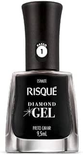 Esmalte Risqué Diamond Gel Preto Caviar Cremoso 9, 5ml, Risqué, PRETO CAVIAR, 9.5 ml