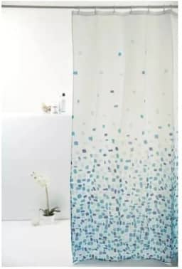 Cortina de Box em Poliéster Pastilha Azul-Celeste Pixel, 1,98m x1,80m