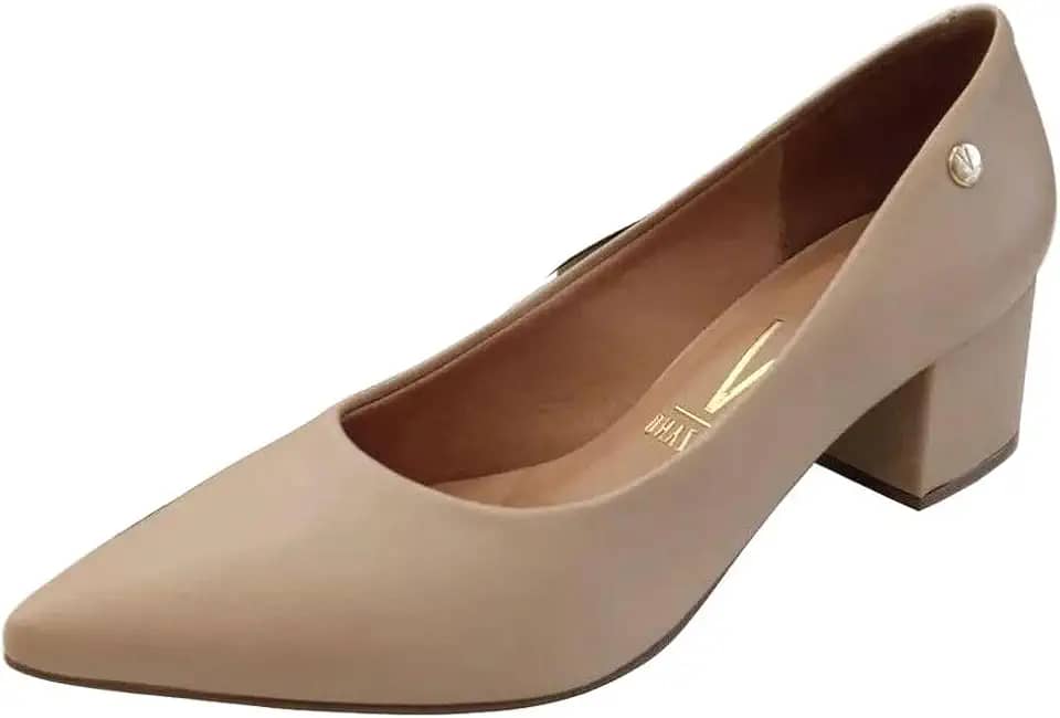Scarpin Feminino Salto Bloco Pelica Creme Vizzano 1220.315