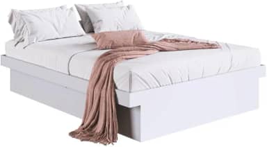 Cama Box Casal com Baú Cb1140 190x140cm Haste Articulável de Aço Branco - Art In Móveis