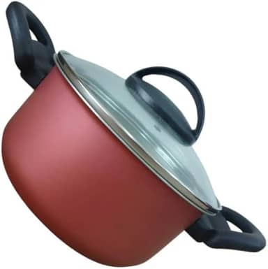 Panela de Arroz e Legumes Antiaderente Vermelho Tampa De Vidro 20cm Top