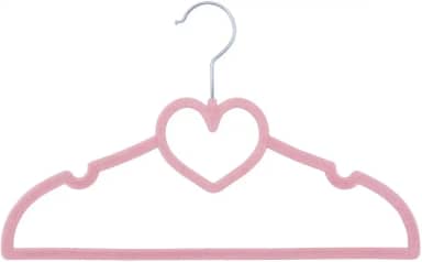 5 Cabides Infantil Aveludado Coração Rosa, Clingo, Rosa