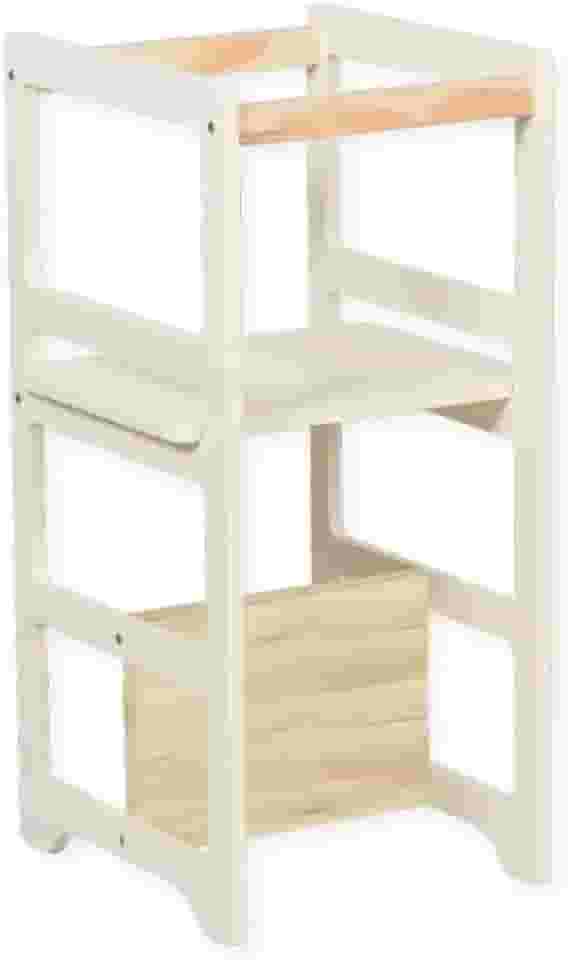 Torre De Aprendizagem Montessori 4 Em 1 Laqueada Off White Regula Altura