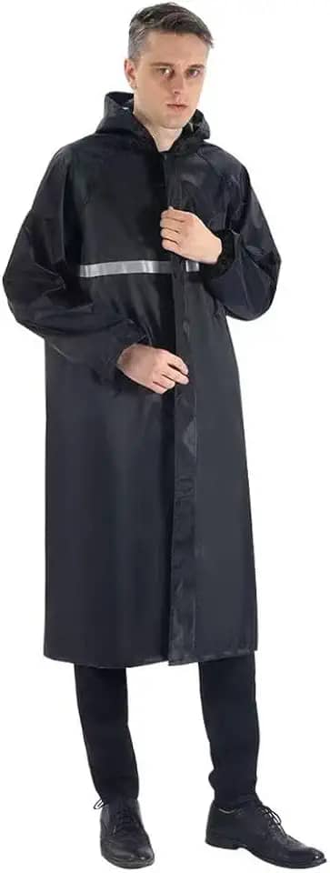 Capa de Chuva Longa Impermeável com capuz Com Visor Adulto faixa refletiva Masculino Feminina