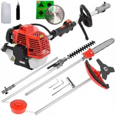 Roçadeira a Gasolina 5x1 Multifuncional C/motopoda e Aparador Cerca Viva Cortador de Grama