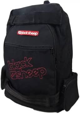 Black Sheep Mochila de Skate Preta com Estampa Animal, Única, Macia, Acolchoada, Zíper, Nylon, Alças, Bolsos Laterais, Para Skate