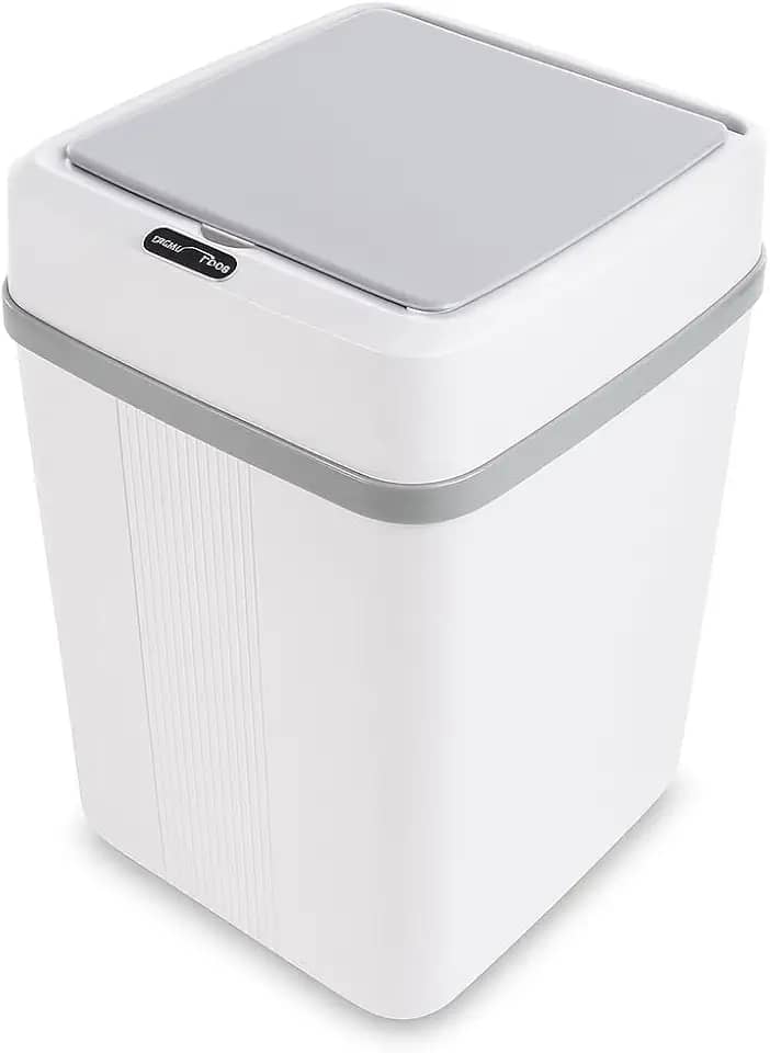 Lixeira Elétrica com Sensor 12 L Branca – Tampa Antiodor, Lixeira Moderna para Banheiro, Cozinha e Escritório, Abertura Sem Toque, Design Compacto e Higiênico