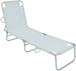 Cadeira Espreguiçadeira em Alumínio e Textilene Branca Bel