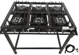 Fogão Industrial 6 Bocas Alta Pressão Preto c/Mang e Reg