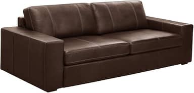 Sofá 3 Lugares Para Sala de Estar Living 235cm Aurora L06 Couro Marrom Café - Lyam Decor