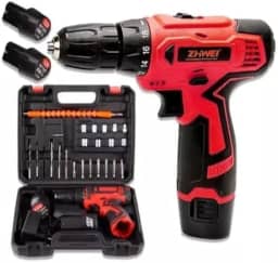 Furadeira Parafusadeira 12v com Maleta Bateria Extra 25 Pecas, Silenciosa