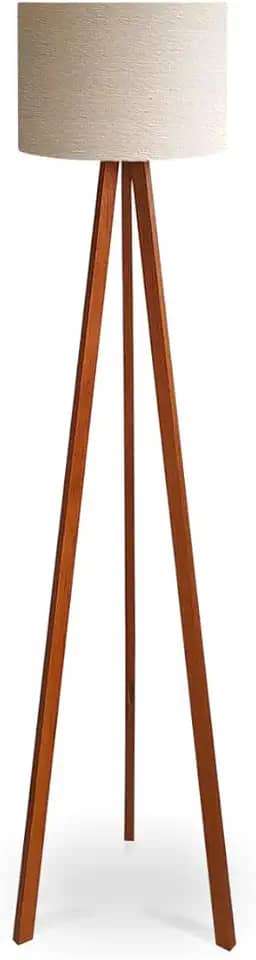 Luminária Abajur de Chão Tripé Tradicional com Cúpula de Tecido Linho