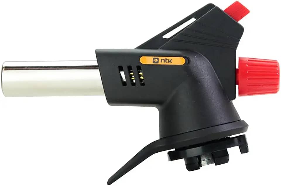 Nautika, Maçarico Portátil 360° Gás Torch com Ignição Automática e Regulagem de Chama, Preto.