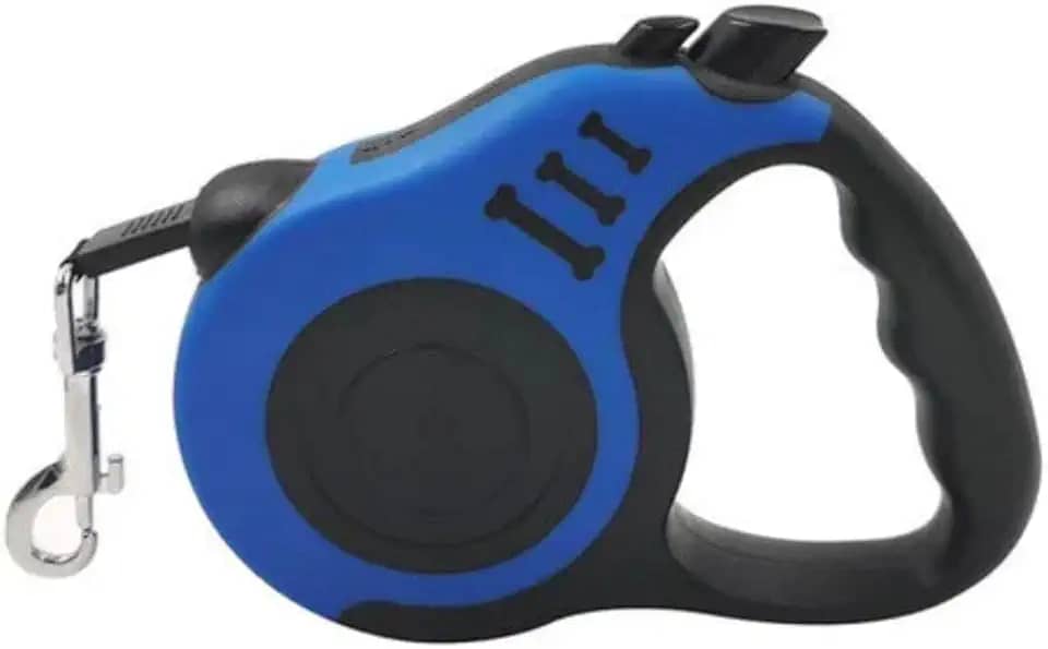 Guia Retratil 15Kg Coleira para Cães Cores Sortidos 5 metros Com Trava De Segurança para Passeio (Azul Escuro)