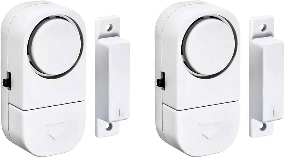 Kit 2 Alarme Sonoro P/ Portas e Janelas, Sem Fio + Bateria Branco