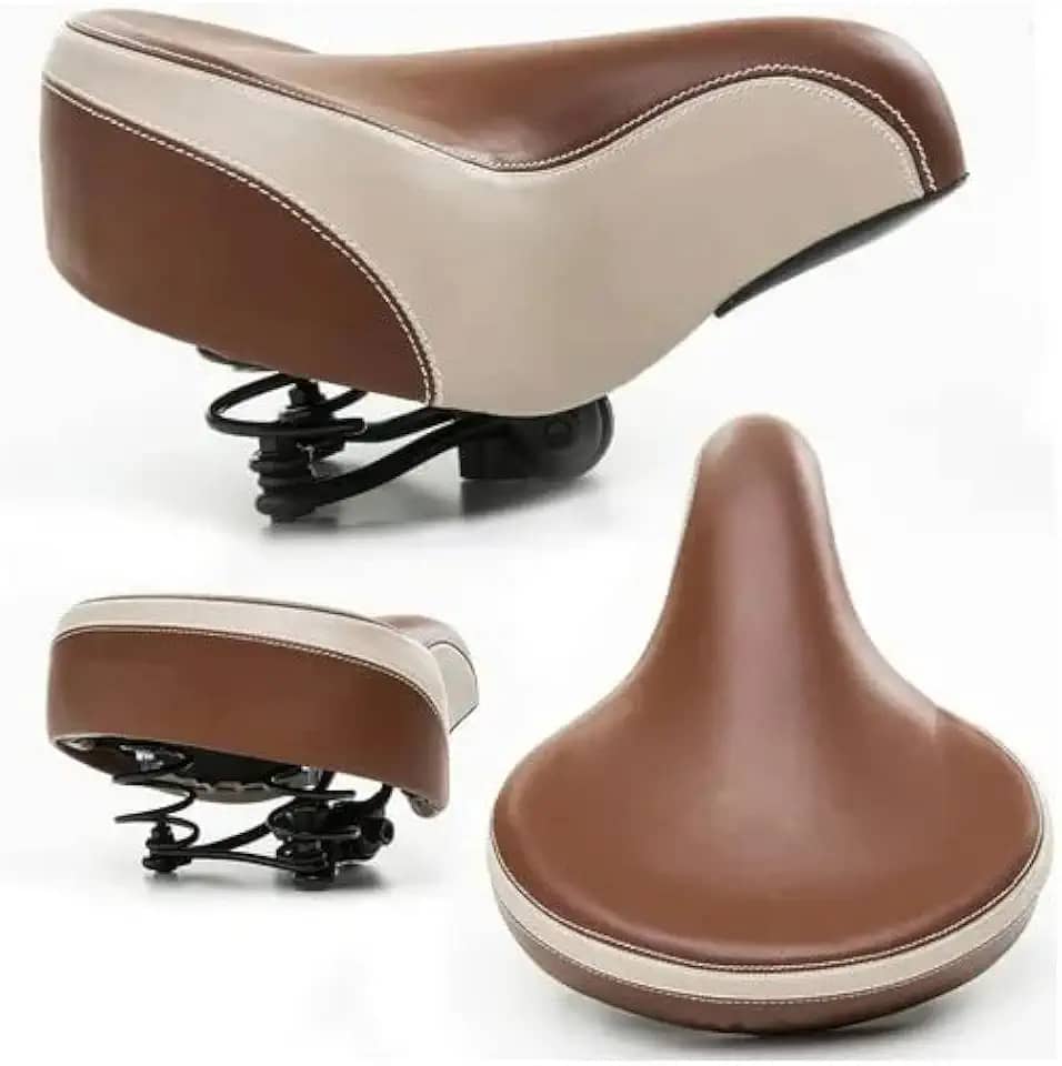 STRABOZZ Selim Banco de Bike 2 Molas Marrom com Bege Retro