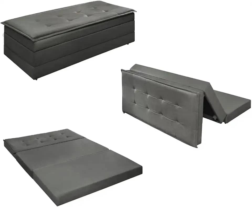 Puff Vira Cama Casal Para Descanso - Diversas Cores (Cinza)