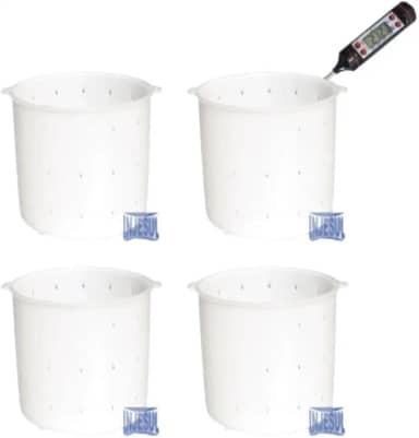 Kit 4 Formas de Queijo Minas Frescal Especial 500g + termômetro