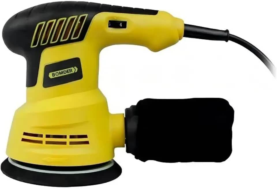 Lixadeira Roto Orbital, 127V, Amarelo, com 5 Discos de Lixa