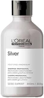 L'Oreal Professionnel Shampoo Silver, Neutraliza Tons Amarelos Indesejados, Com Pigmentos Roxo, Para Cabelos Brancos e Grisalhos, Promove Brilho & Maciez, 300ml