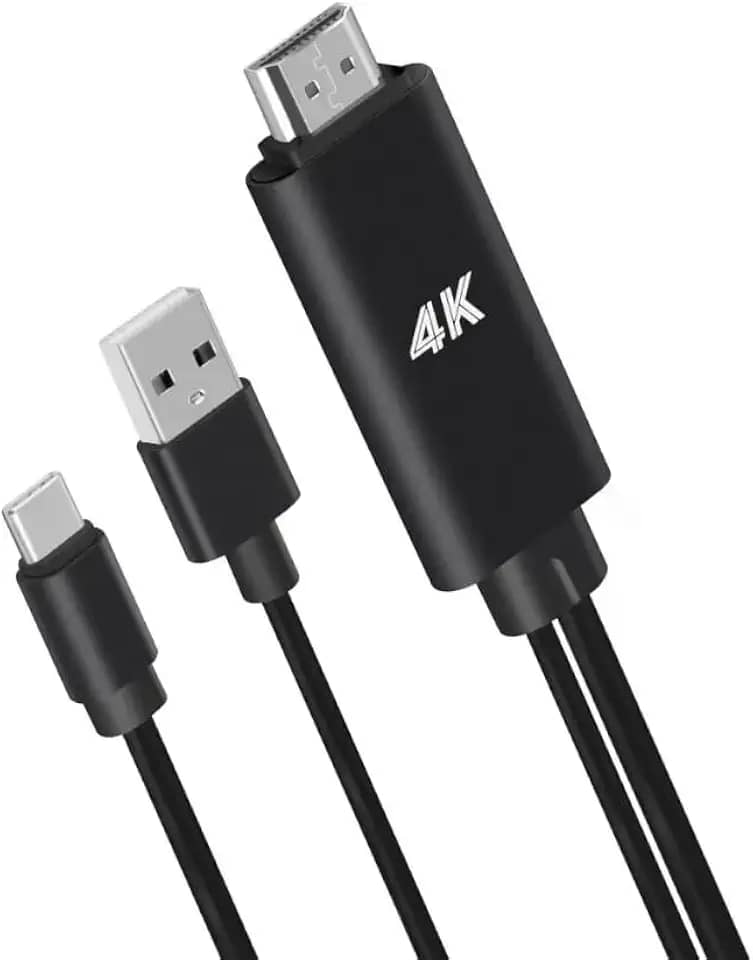 Adaptador USB-C para HDMI 4K, Cabo Conversor MHL, Compatível com Celulares, Notebooks e MacBook, Plug & Play, BLACK/Silver