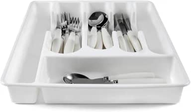 Organizador/Suporte/Separador de Talheres para Gaveta/Porta Talheres para gaveta com 5 divisórias (BRANCO)