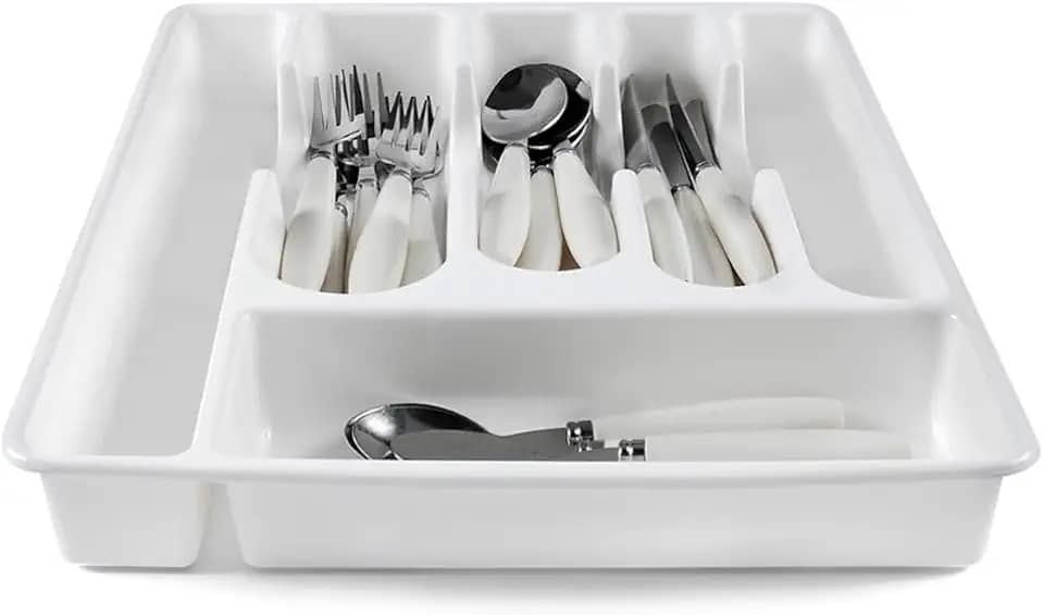 Organizador/Suporte/Separador de Talheres para Gaveta/Porta Talheres para gaveta com 5 divisórias (BRANCO)