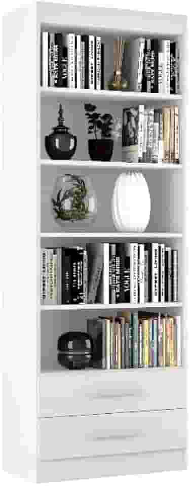 Estante Livreiro Multiuso Organizador com 2 Gavetas (BRANCO)