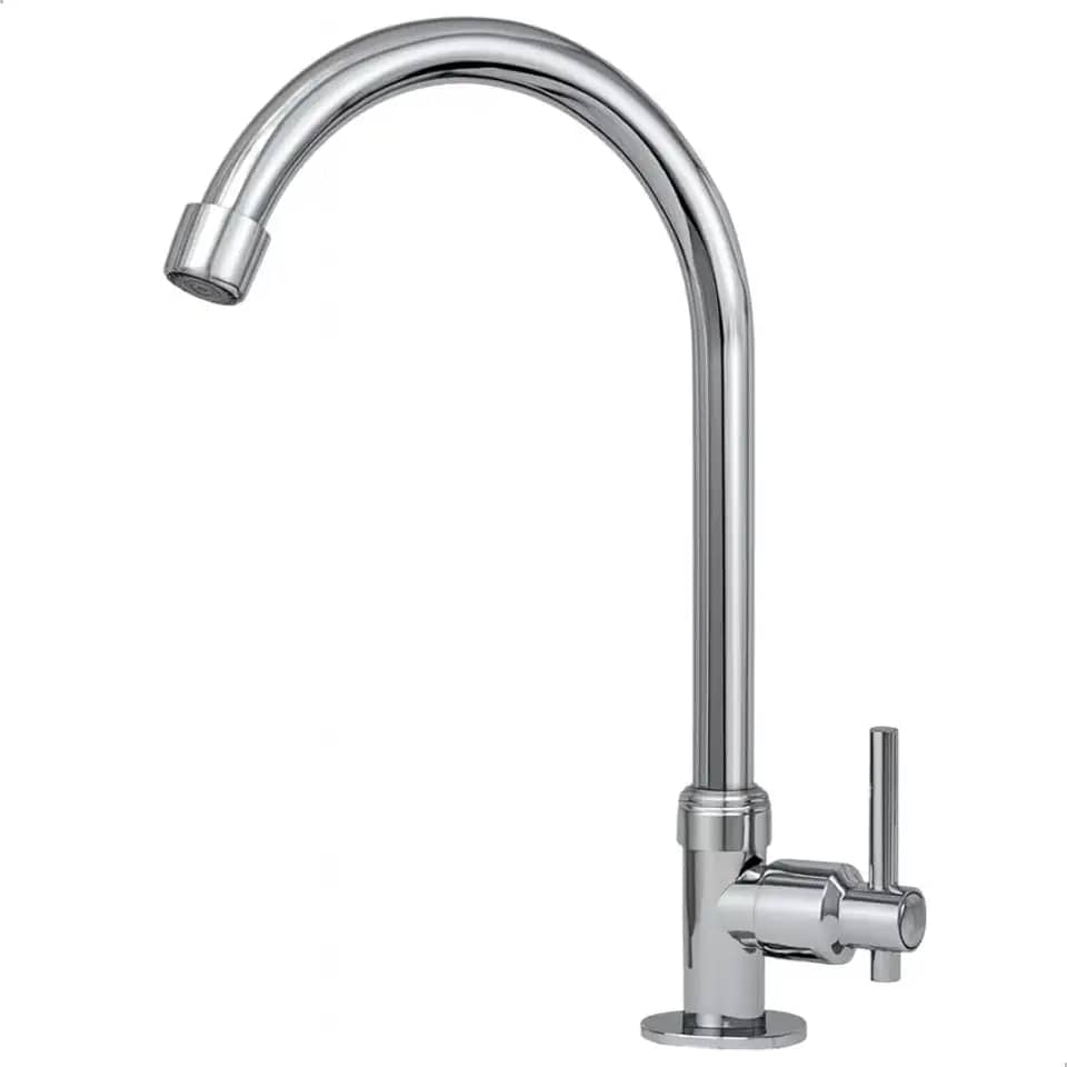 Torneira Pia Lavatório Banheiro Lavabo SOFTINOX em Metal Inox Alta com Bica Móvel 360°– Instalação de Bancada, 1/4 de Volta e Bico Arejador