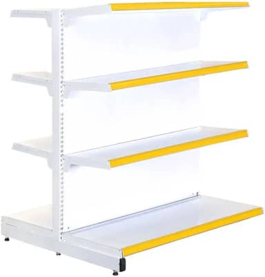 Gôndola Prateleira Supermercado 4 Níveis 40x30 New Plus 1,40 Central Continuação Amarelo Sa Gôndolas