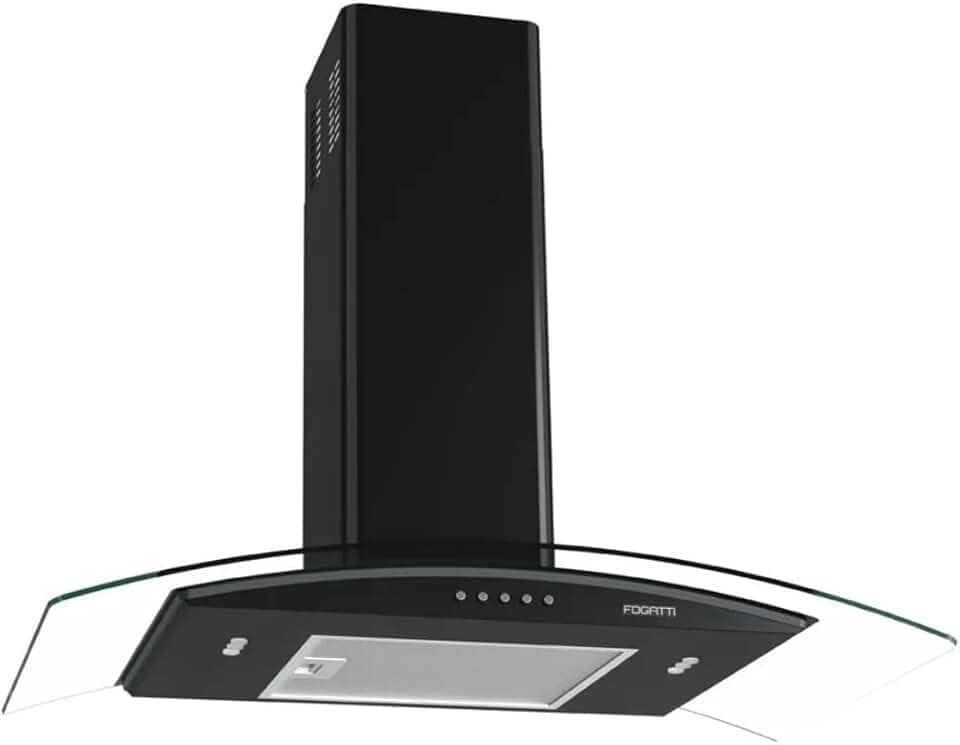 Coifa de Parede Vidro Curvo, Teclado Mecânico Fogatti, 80cm Black 110V