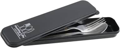 Porta Talheres Marmita Trabalho Viagem Estojo Portatil Tampa Cor:Preto