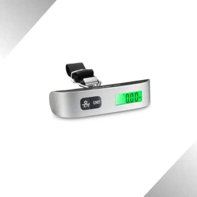 Balança de Mala Digital Portátil 50kg para Viagem – Precisão e Praticidade – Aço Inoxidável, Função Tara, Auto Desligamento – Leve e Compacta