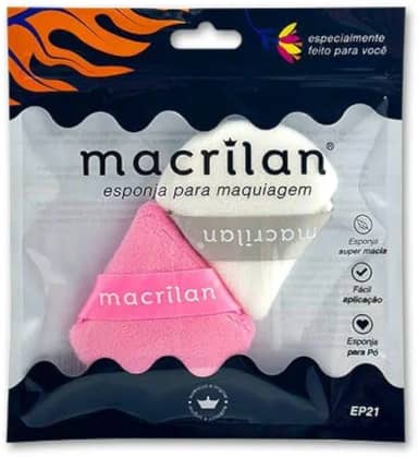 Macrilan Esponja Para Acabamento De Maquiagem Dupla Sem Latex Ep21 - Cores Sortidas