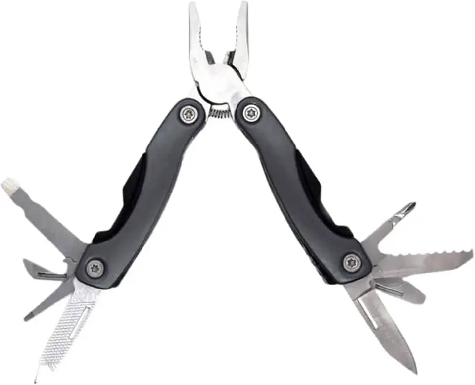 Canivete Multifuncional Suiço Inox 12 em 1, Aço Inoxidáve Preto, 9 x 10 cm com Estojo. Ire O (Preto)