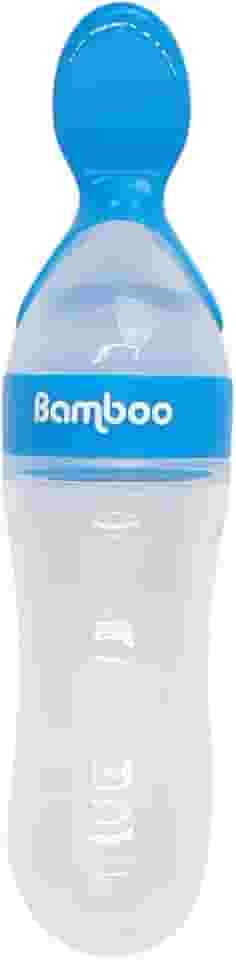 Colher Dosadora de Silicone para Bebê, Mamadeira Dosadora de Papinha e Leite, Alimentação Infantil, Com Tampa Vedada, Fácil de Usar e Higienizar (AZUL)