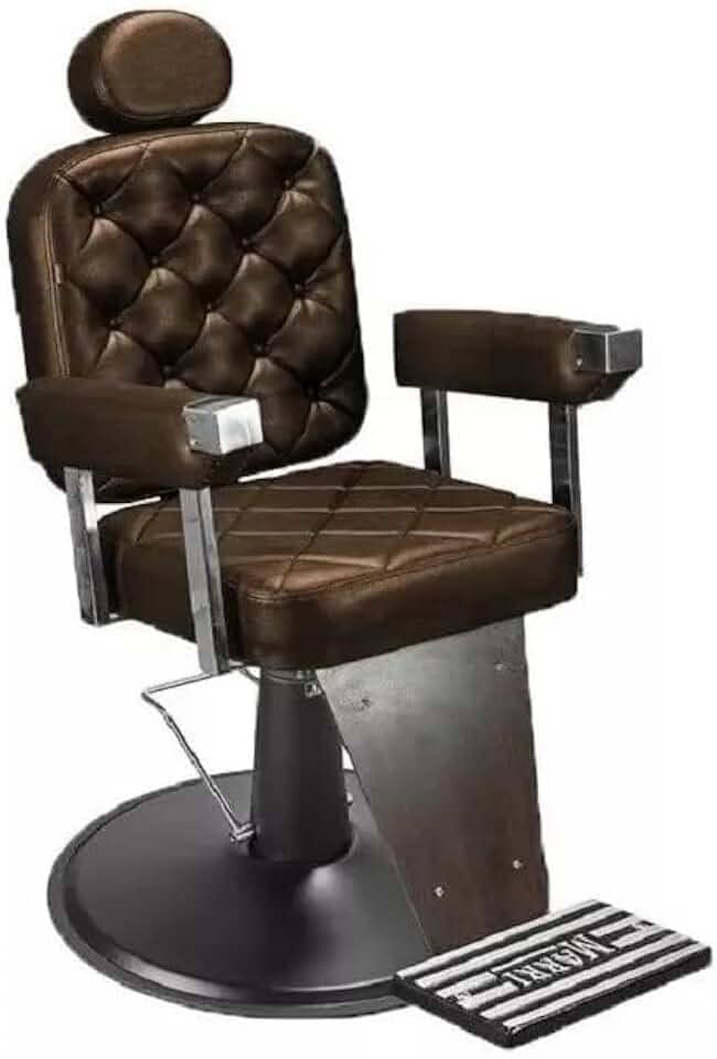Cadeira de Barbeiro Marri Dubai, Cadeira Giratória e Reclinável para Barbearia e Salão de Beleza, Estrutura em Aço Reforçado, Estofamento Premium, Base em Metal e Apoio para Pés (Marrom Croco)