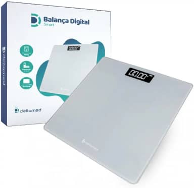 Balança Digital Smart Corporal Tela LED até 180Kg Dellamed Cinza