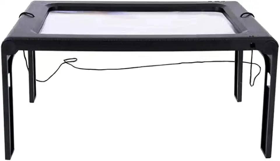 Generic Lupa grande com luz de LED, ampliador de leitura retangular portátil dobrável para mesa com iluminação de LED, lupa de leitura retangular portátil para baixa visão, idosos