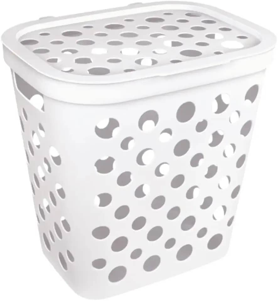 Cesto p/Roupas Usual 30L Ventilado Com Tampa Cores (Branco)